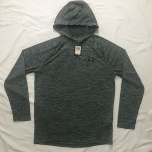 Under armor men dark grey long sleeve pullover tech hoodie